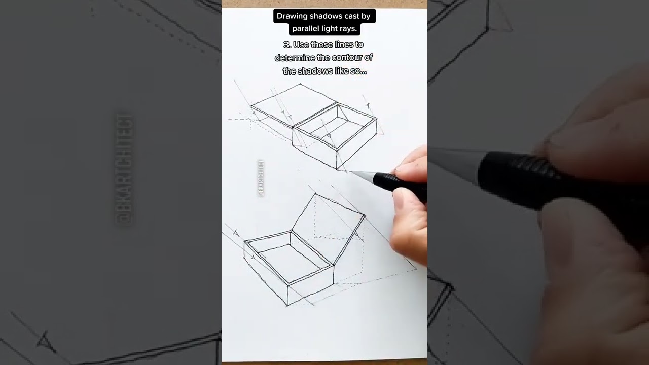 Drawing shadows cast by parallel light rays   foryou fyp foryoupage art tutorial tip stepbystep