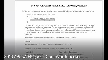 JAVA - Lesson #155 - APCSA - 2018 Free Response Question #3 - CodeWordChecker