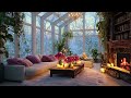 Warm Piano Instrumentals with Indoor Fireplace for Relaxation, Mind Calm and Cozy Atmosphere