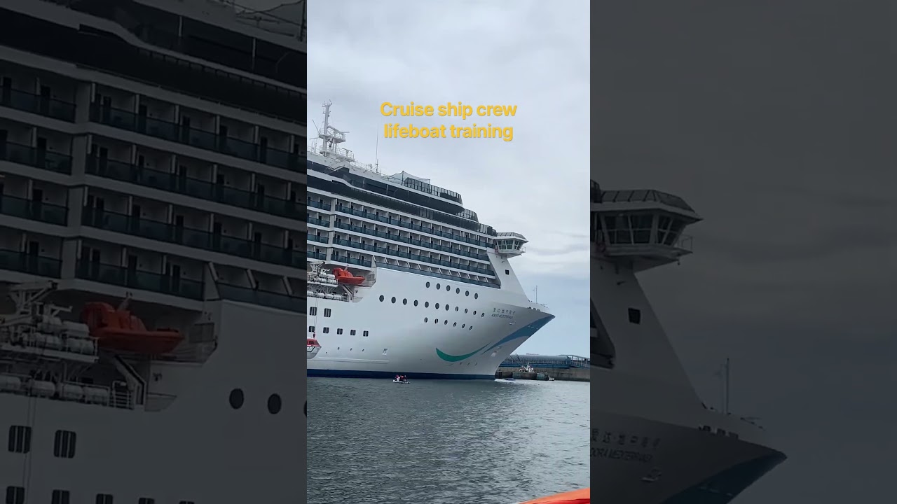 Crew lifeboat training🍀#korea #lifeboat#cruiseship #tour #ship #koreanvlogger #jeju #cruise