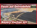 Feldbrand bei Erntearbeiten in Leipzig-Burghausen / Landwirte unterstützen die Feuerwehr tatkräftig