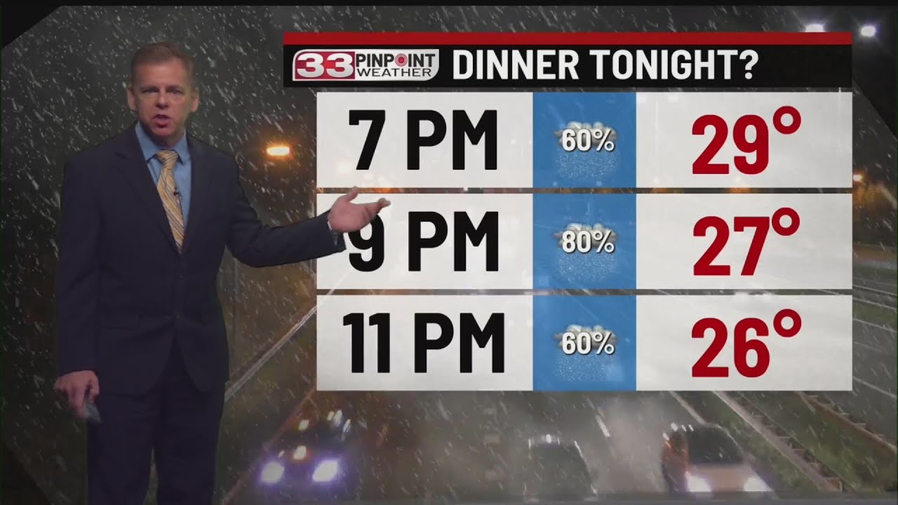 Snow showers move in late day Friday - YouTube