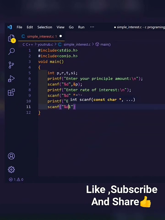 Write a program to calculate simple interest using c language ||Smart ...