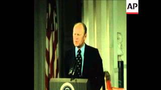 synd 29 8 74 PRESIDENT FORD HOLDS PRESS CONFERENCE IN WASHINGTON