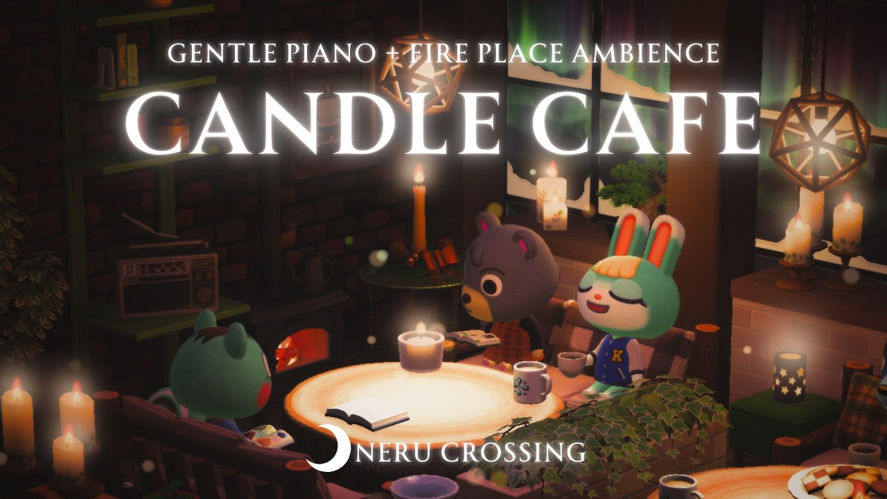 【あつ森BGM】Cozy Cafe Lofi☕️心に灯るキャンドルカフェ｜途中広告なし｜やさしいピアノ ＋ 暖炉の環境音｜2時間｜作業用BGM【ACNH】