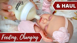 Beautiful Reborn Baby Feeding &amp; Changing With Sleepy Evelyn + Cute Baby Clothes Haul!