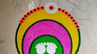 Mahalaxmi paul rangoli | small rangoli designs | easy navratri rangoli 2021 diwali daily rangoli