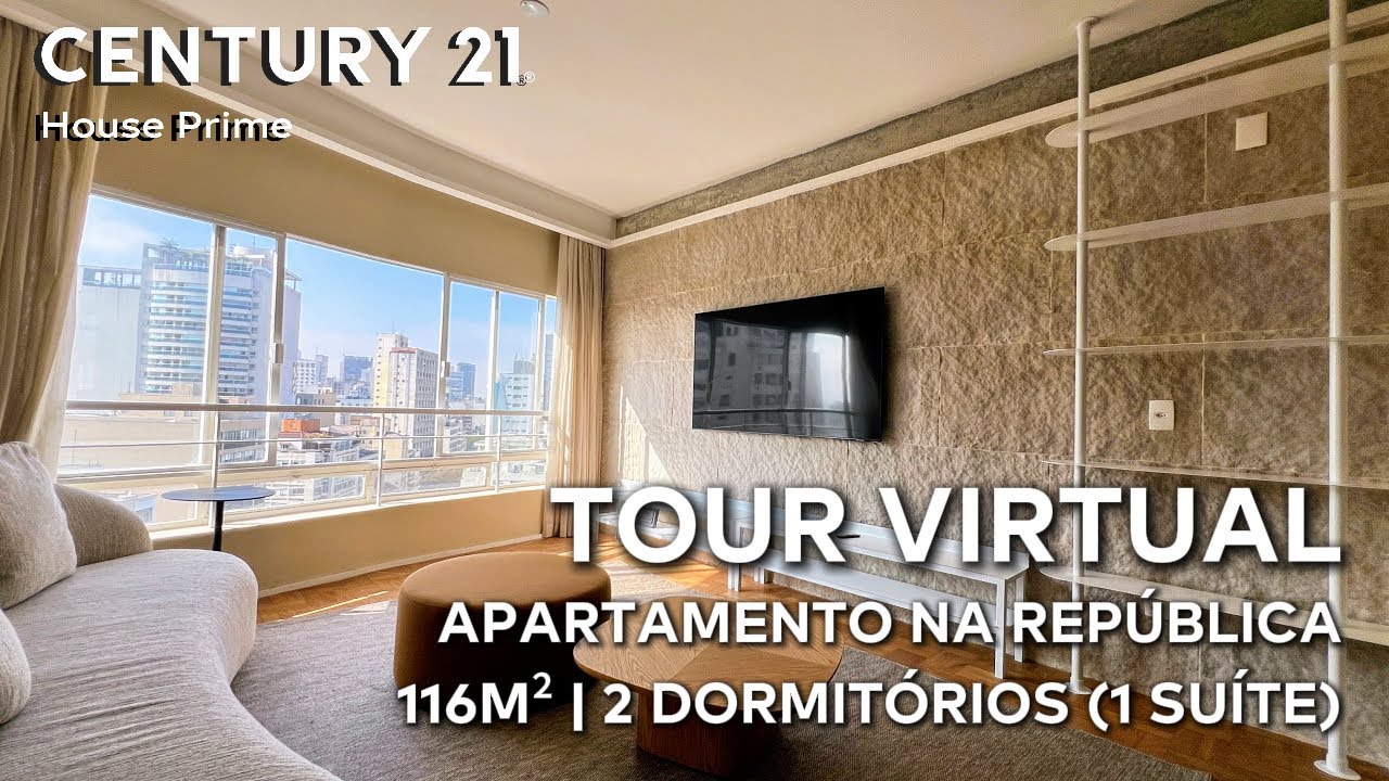 Apartamento mobiliado na República com 116m², 2 dormitórios e 1 suíte - São Paulo - SP - AP66752