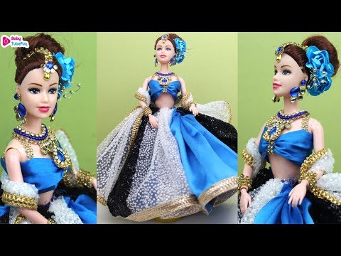 Barbie Doll Lehenga Bollywood Style For Wedding Reception Indian Bridal Doll Dress And Jewellery 