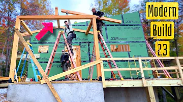 Modern Home Build | 23 | timber framed entry porch roof