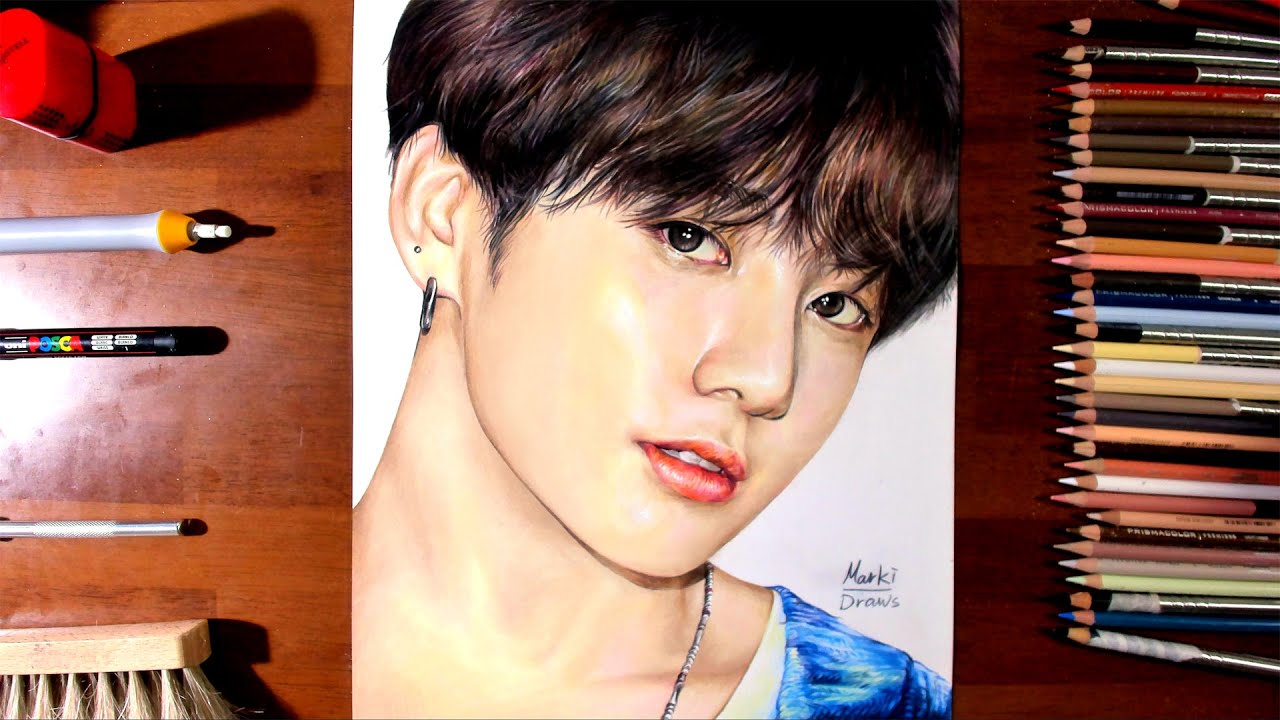 Drawing BTS Jungkook - Marki Draws, Colored pencil