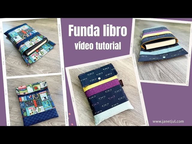 Funda de tela para libros con solapa y bolsillo muy fácil de coser 