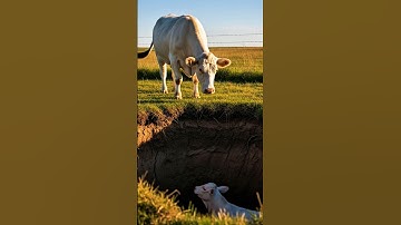 The cow’s calf falls into a pit.🐄 #youtubeshorts #ai #ytshorts #ytshorts #trending #shorts