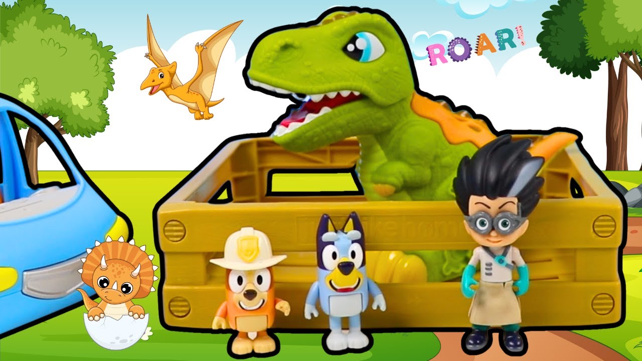Bluey and Bingo Go on Toy Dinosaur Park Tour! - YouTube