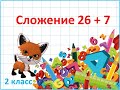 Сложение с переходом через десяток 26 + 7