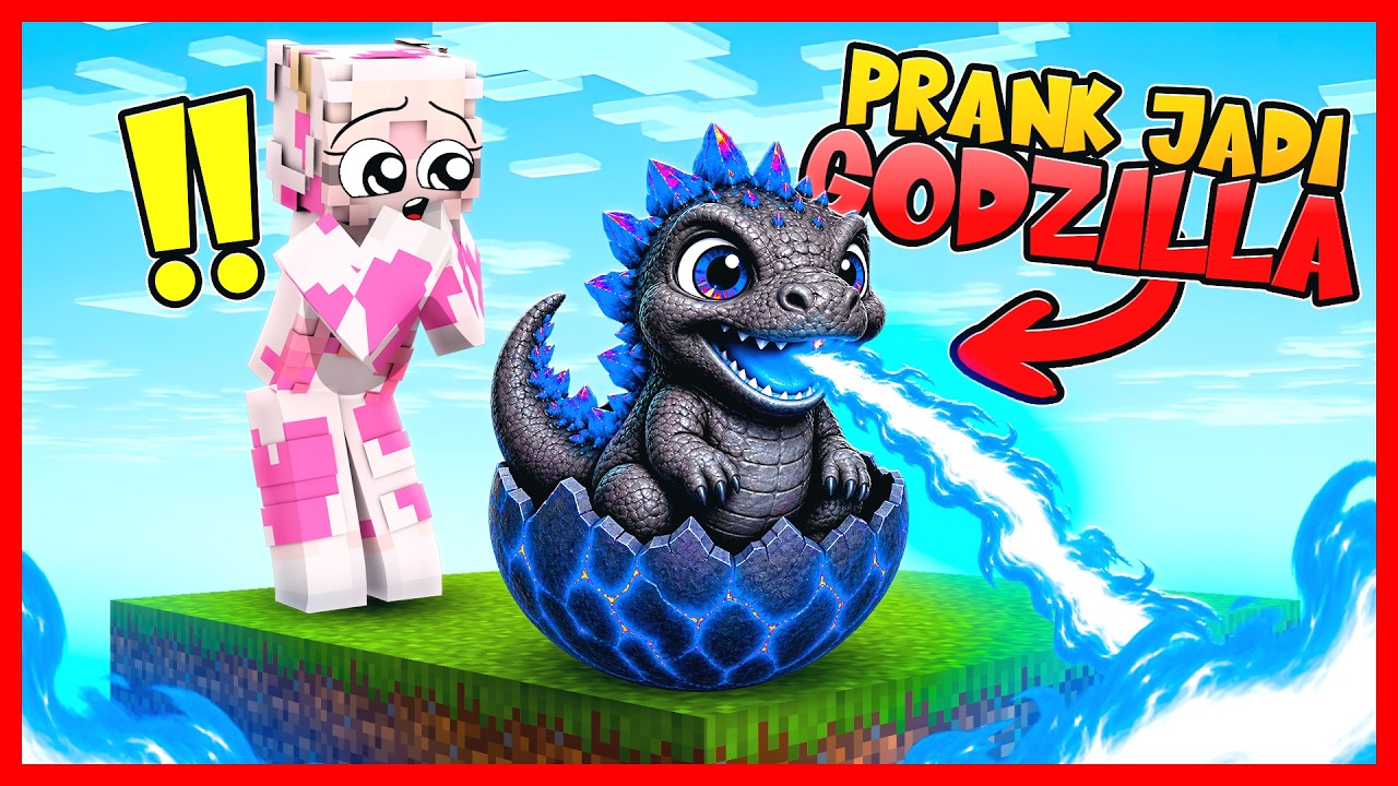 ATUN PRANK MOMON JADI TELUR GODZILLA DI ONE CHUNK !! Feat @sapipurba Minecraft