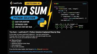 Two Sum | LeetCode Problem #1 | Python Beginner Friendly Solution