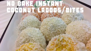 3 INGREDIENT COCONUT LADOOS/ No Bake 5 MINUTE COCONUT BITES/INSTANT MITHAI/COCONUT BALLS