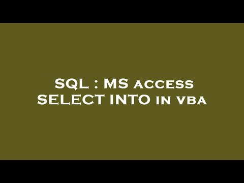 SQL : MS access SELECT INTO in vba