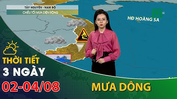 Thời tiết 3 ngày tới (02/08 đến 04/08):Tây Nguyên,Nam Bộ chiều tối có mưa dông diện rộng| VTC14