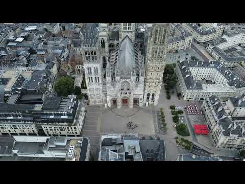 Rouen Cathedral or Cathédrale primatiale Notre-Dame de l'Assomption DRONE!  - Rouen France - ECTV