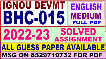 bhc 015 solved assignment 2022-23 / bhc 15 solved assignment in english / ignou devmt solved