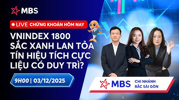 Chứng khoán hôm nay | Chiều 03/12 | VNINDEX 1800 - SẮC XANH LAN TỎA TÍN HIỆU TÍCH CỰC CÓ DUY TRÌ?