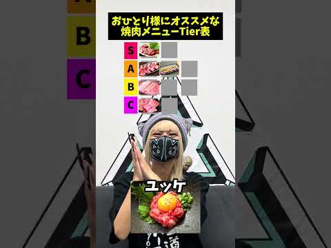 【Tier表】独断と偏見で決める！おひとり様にオススメな焼肉メニュー #shorts  #vtuber #焼肉 #funny