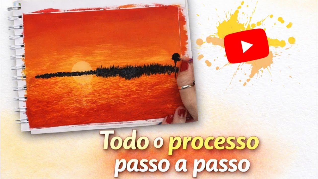 Pôr do sol com tinta guache / Pintura fácil para iniciantes / Pintura criativa