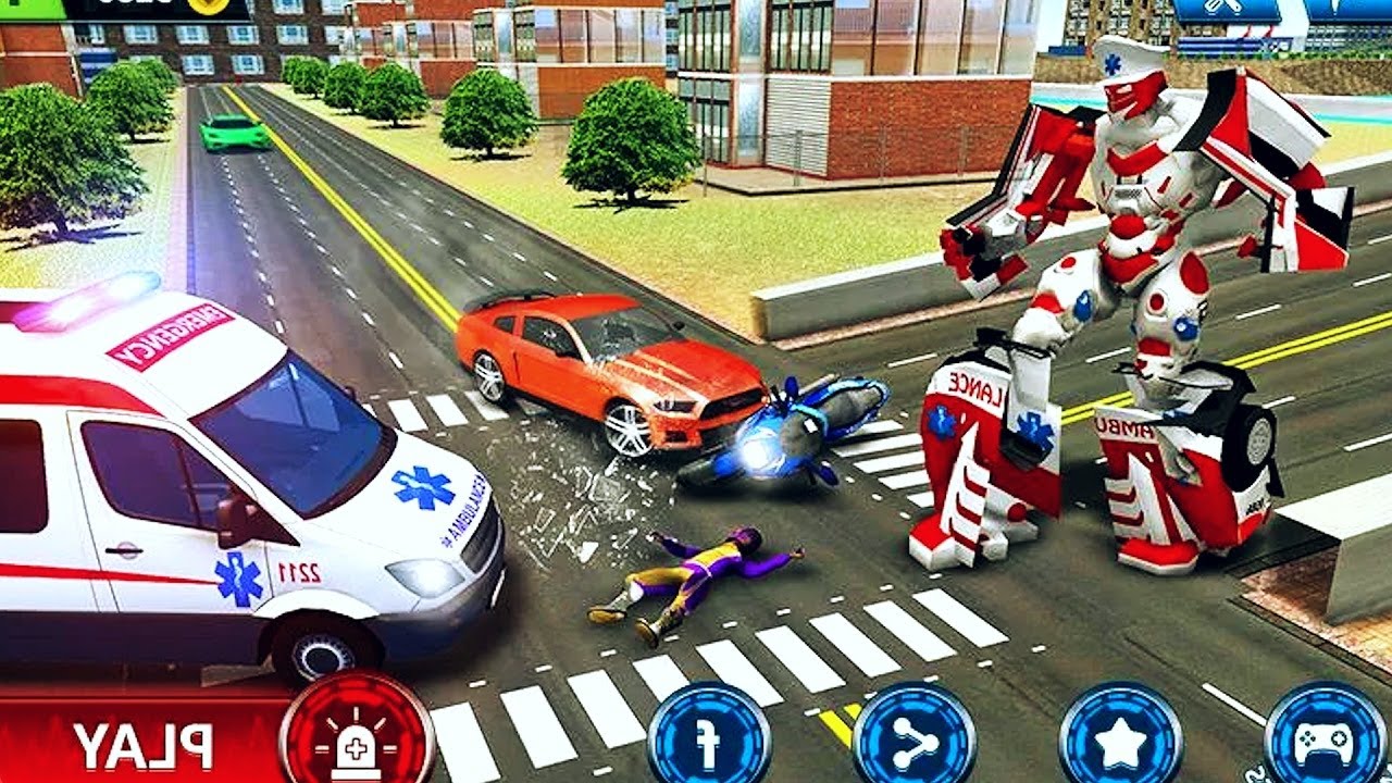 New Ambulance Robot City Rescue Game#2 - Emergency Robot City Rescue Simulator - Android Gameplay
