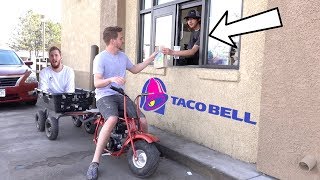 DRIVE THRU IN A TOY DIRT BIKE!