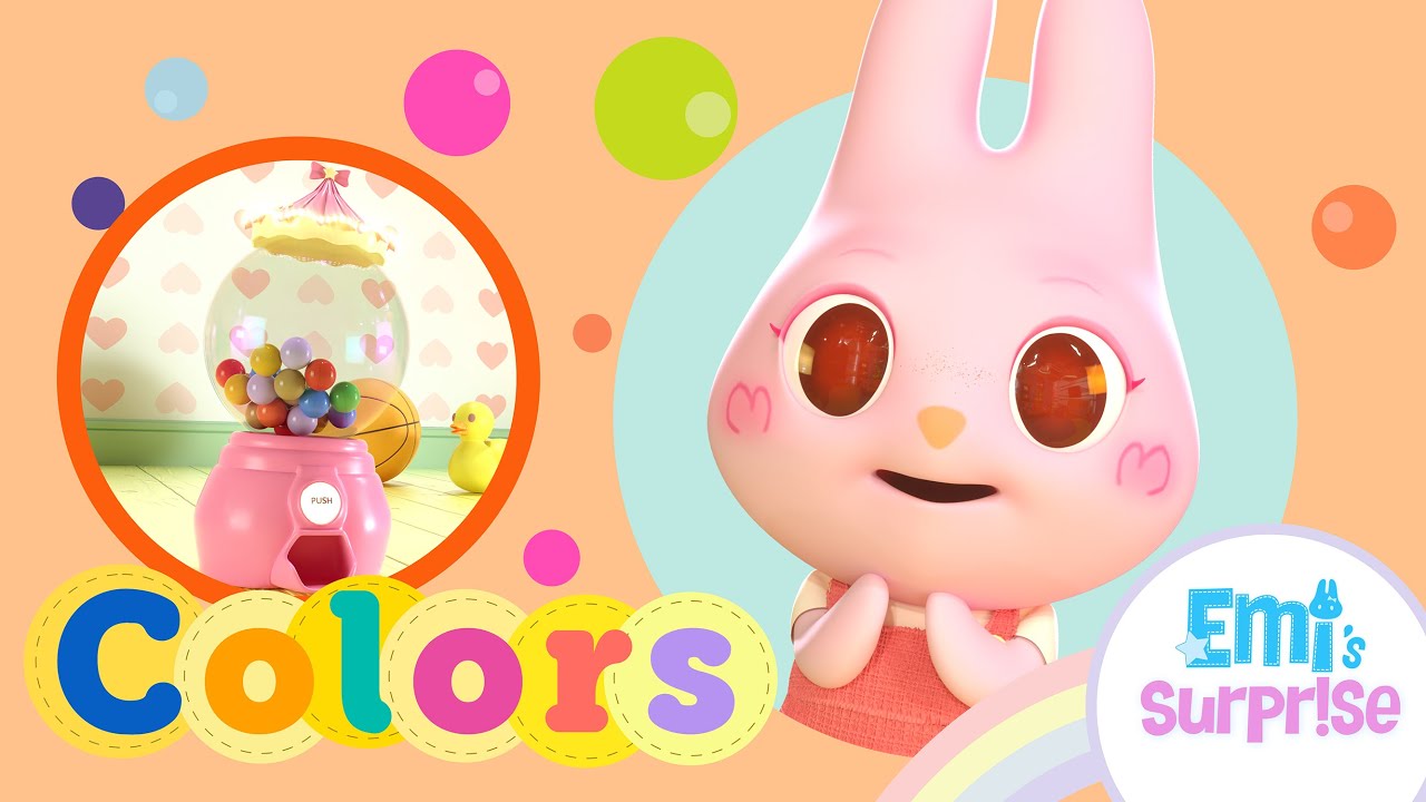 Emi Bunny | Learn Colors and Fruits with Gum Ball Machine | Color Balls ...