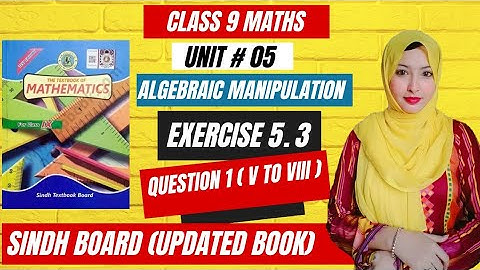 Exercise 5.3 Question 1 ( v - viii ) | Class 9/10 Sindh Board| Ex 5.3 Class IX/X|Samrah