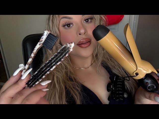 ASMR Hair Styling: 2 Pigtails & Laying Ur Baby Hairs 👧 Curler, Combing, Parting🪮🎀