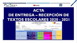 ACTA DE ENTREGA - RECEPCIÓN DE TEXTOS ESCOLARES 2020 - 2021