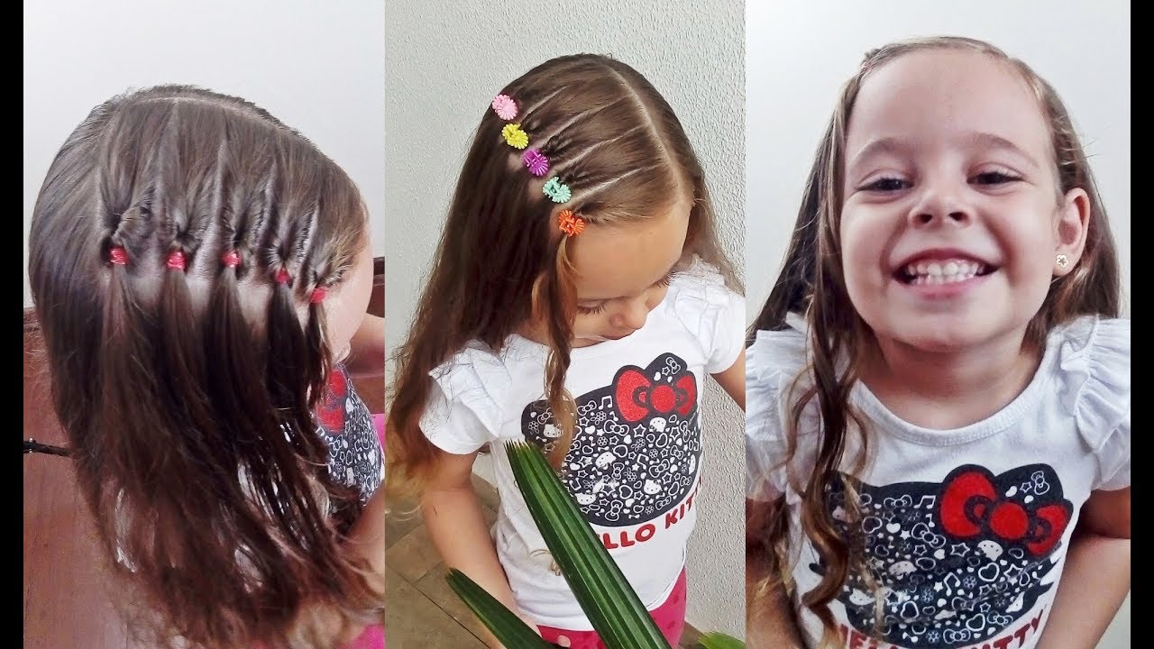 Penteado Infantil lateral rápido com liguinhas - thptnganamst.edu.vn