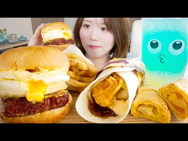 【ASMR】ケンタッキーの新作月見バーガーがとろ〜り卵3段重ねで反則すぎた🍔🌕【EATINGSOUNDS/咀嚼音】