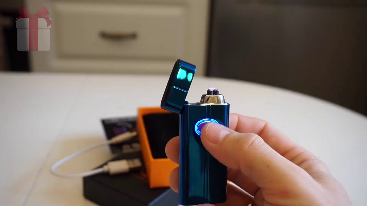 Зажигалка USB с круглой Кн. синяя - YouTube