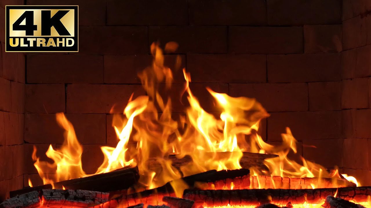 Cozy fireplace sounds ambience. fire background video effects 4K. Fireplace Ambience for Cozy Winter