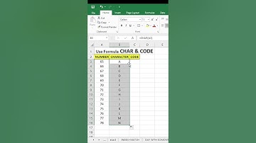 Use Char & Code function in excel || #shorts