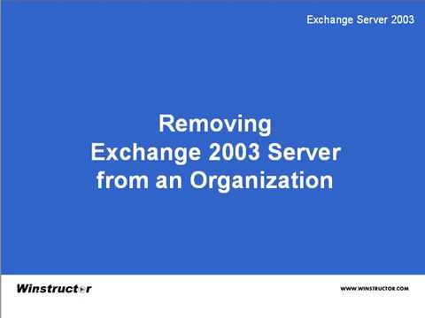 Exchange 2003 Removing an Exchange Server from an Organization