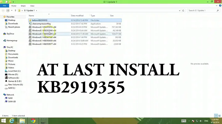 HOW to INSTALL WINDOWS 8 1 UPDATE 1 PROPERLY  KB2919355 Problem SOLVED