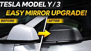 How to Install Tesla Model Y / Model 3 Carbon Fiber Mirror Cover (Hansshow) | Step-by-Step Guide