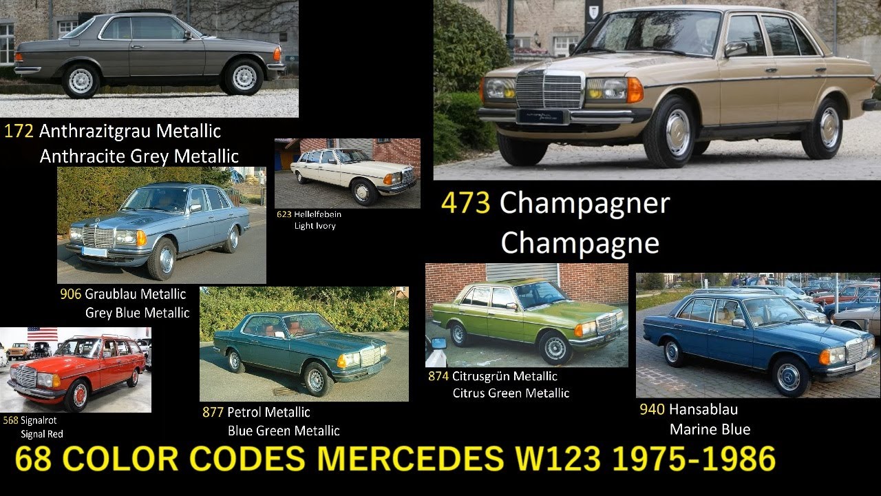 2. FACTORY COLORS MERCEDES W123 C123 T123 1975 - 1986