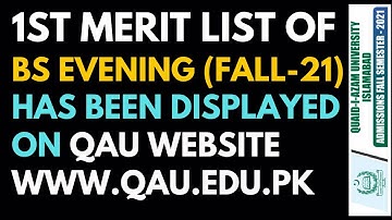 1st Merit List of BS Evening Fall Semester 2021 Quaid-i-Azam University | QAU BS Evening Merit Lists