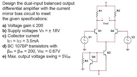 Dual-Input Balanced Output Differential Amplifier | Current Mirror Bias Circuit Design 15