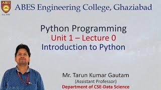 (UNIT1 - Lecture 0) || Python Programming Introduction