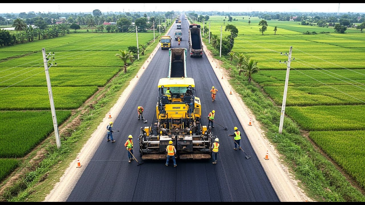 Amazing Skilled Drivers Gravel Paving Highway | Efficient Road ...