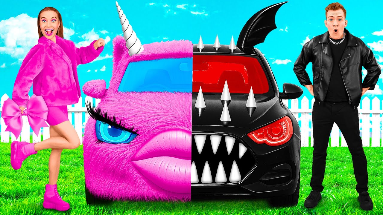Розовая машина vs Черная машина Челлендж | Война Пранков от ChallengeTeen