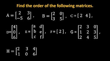 Exercise 1.1 | Q.1 Find the order of matrices | Class 9th